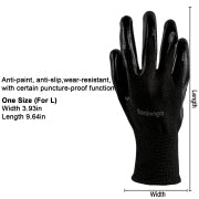 Safety Work Gloves PU Coated - Seamless Knit Glove with Polyurethane Coating for Smooth Grip on Palm & Fingers, Ideal for General Duty Work - 8 Pairs (Large, Black)