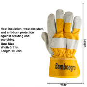 Natural Cow Split Leather Work Gloves, Full Palm, Yellow Cotton, Single or Double Palm Option (6 Pairs)