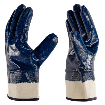 Oil-Resistant Nitrile Fully Coated Cotton Safety Work Gloves, Acid & Alkali Resistant, for Men and Women, Blue (6 pairs)
