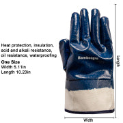 Oil-Resistant Nitrile Fully Coated Cotton Safety Work Gloves, Acid & Alkali Resistant, for Men and Women, Blue (6 pairs)