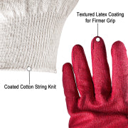 Red Palm Latex Dipped Work Gloves with Nitrile Coating - Cotton Polyester Shell for Safety Protection-8 pairs (Medium，red)